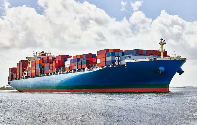 Container ship loaded with containers